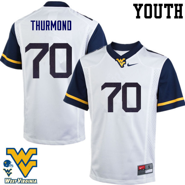 NCAA Youth Tyler Thurmond West Virginia Mountaineers White #70 Nike Stitched Football College Authentic Jersey AK23Z28MX
